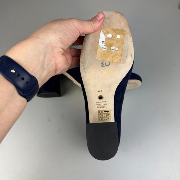 Stuart Weitzman Curveblock 85 Pumps in Nice Blue - Picture 7 of 7